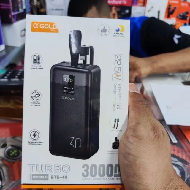 CARREGADOR PORTÁTIL POWER BANK 30000MAH 22.5W - A?GOLD BTE-43