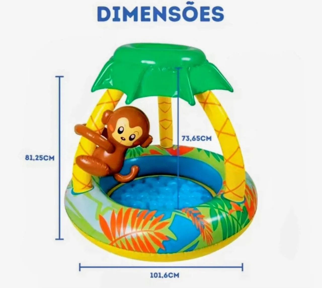 Piscina Inflável Infantil Redonda Com Cobertura Macaquinho 53l - Foto 2