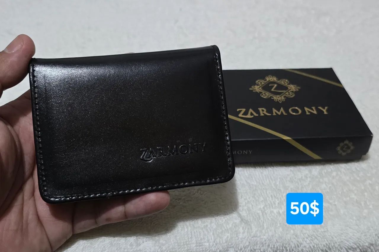 Porta cartão e cédula de couro da Zarmony original 