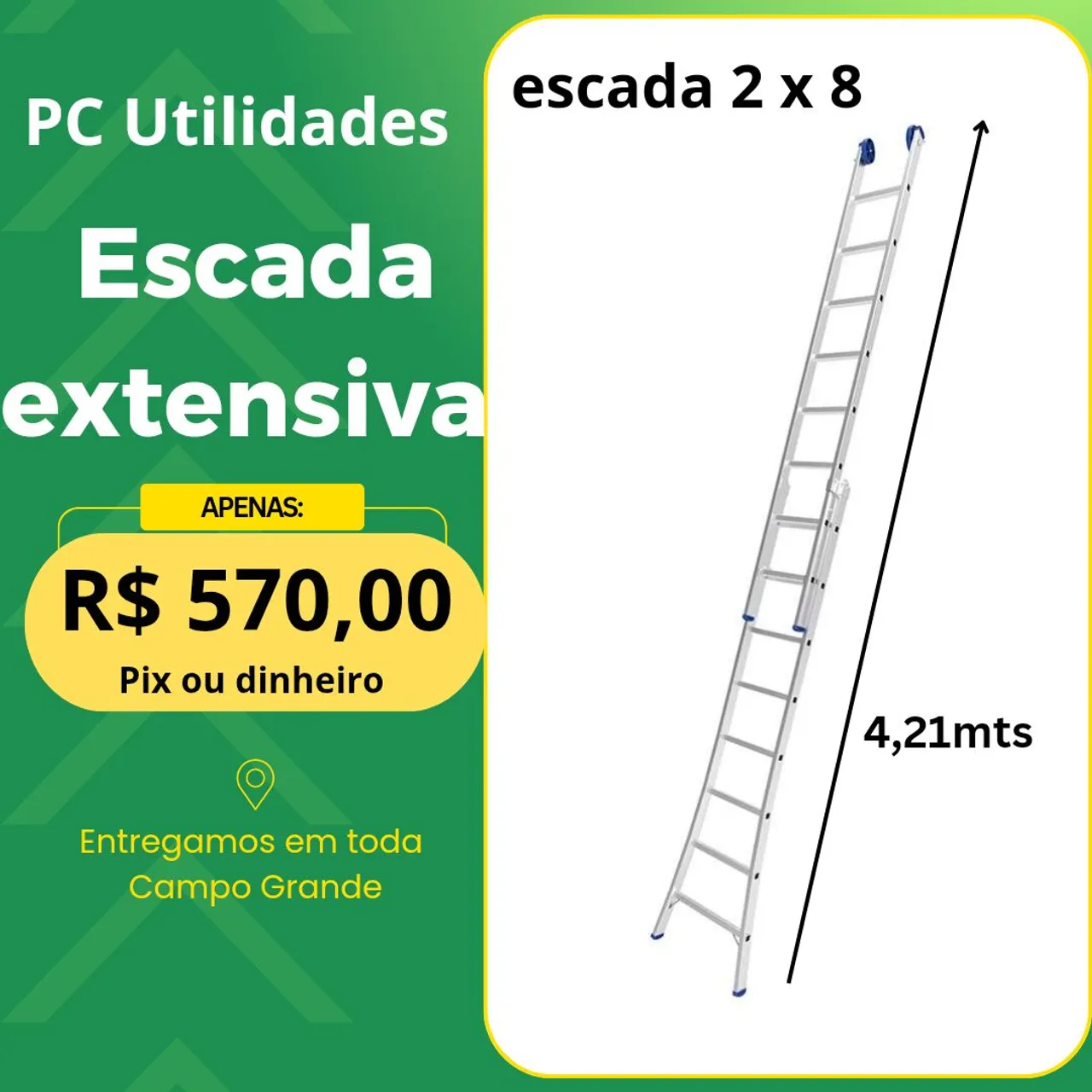 Escada Extensível 2x8 - 4,21mts - Nova