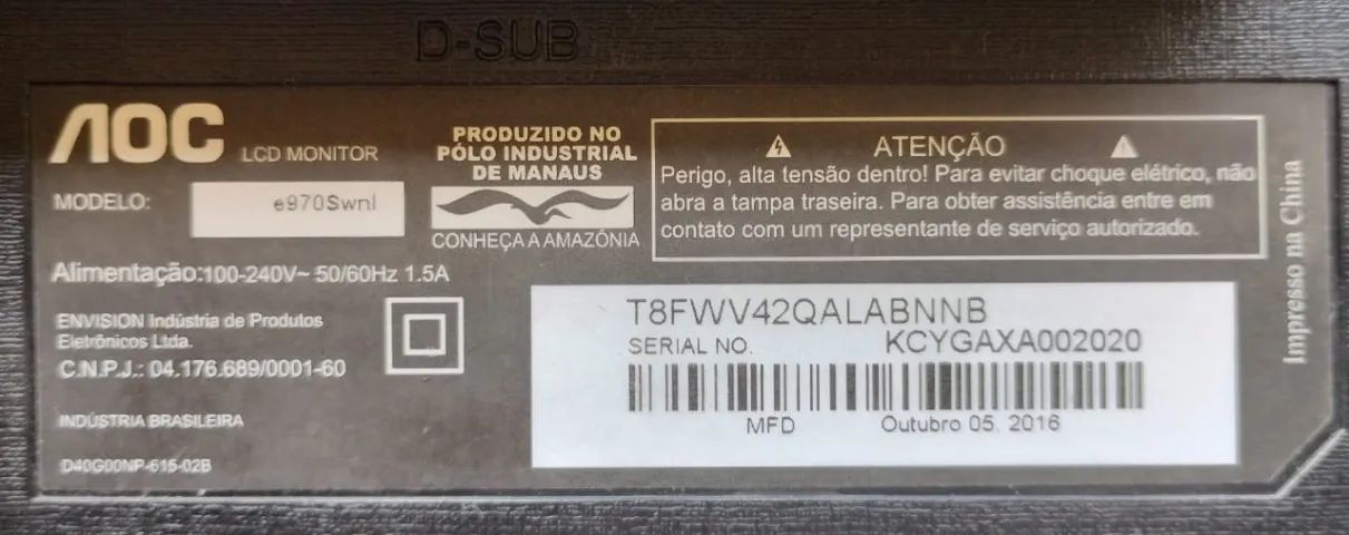 Placa Fonte + Placa Sinal Monitor AOC 18,5 Polegadas - Usados - Ver Descrição Completa   - Foto 3