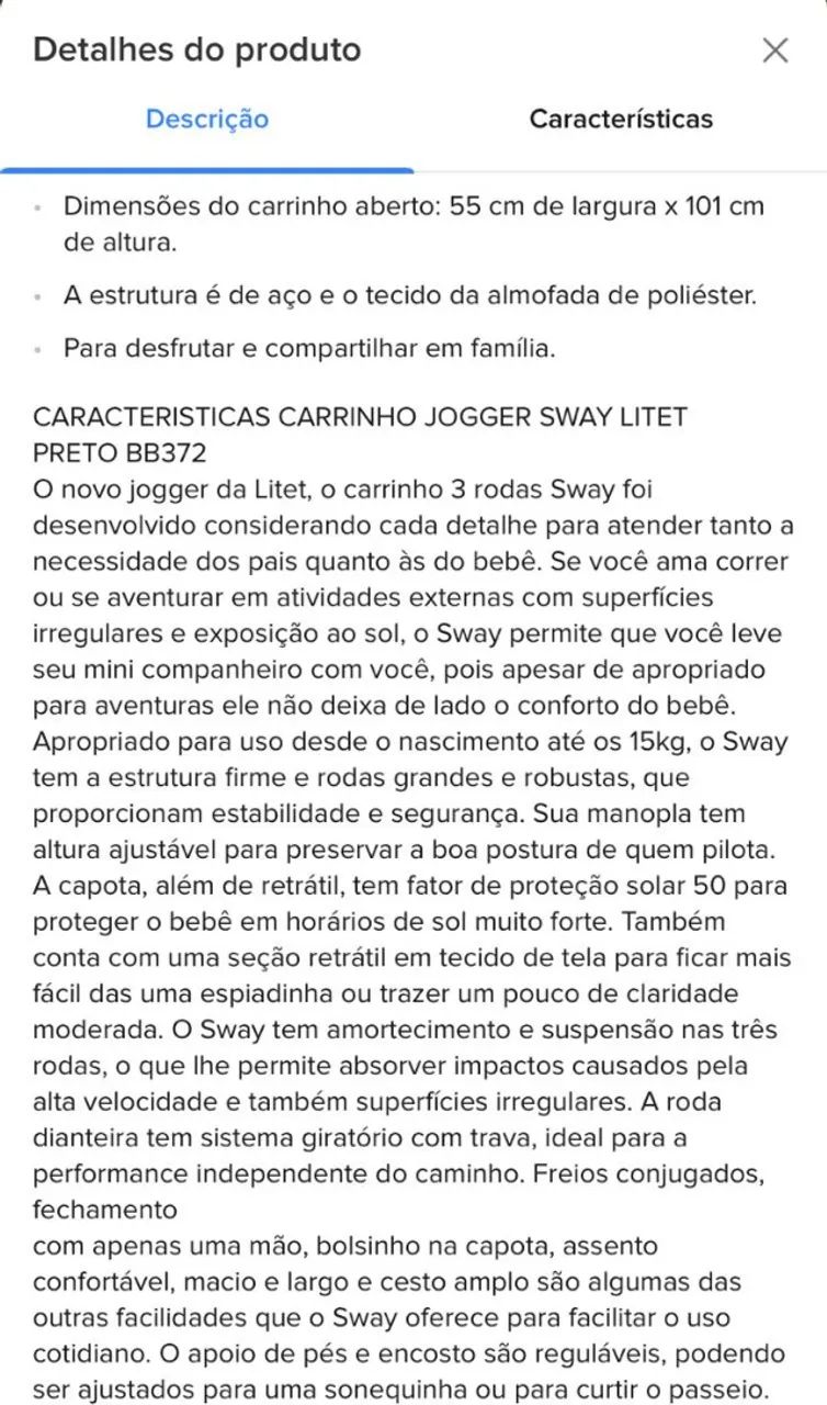 CARRINHO JOGGER SWAY LITET PRETO - Foto 2