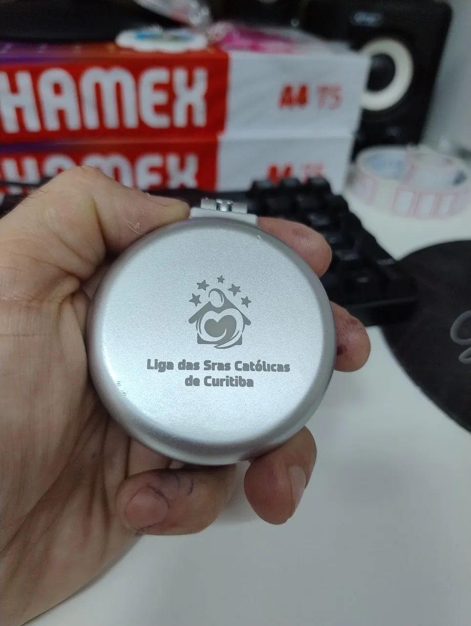 Espelho de bolsa com sua logo marca gravada  - Foto 2
