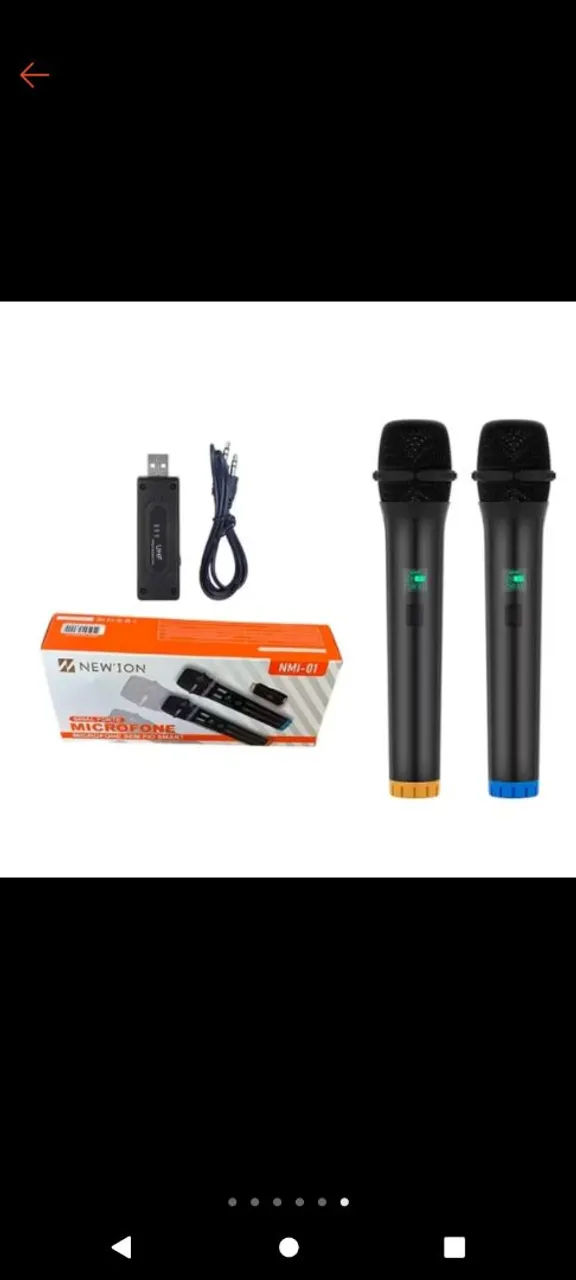 Par de Microfones Sem Fio + Receptor Bluetooth para Karaokê