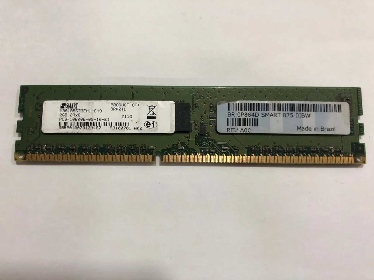 Memória RAM SMART 2GB DDR3 - PC3-10600E 1333mhz seminovo