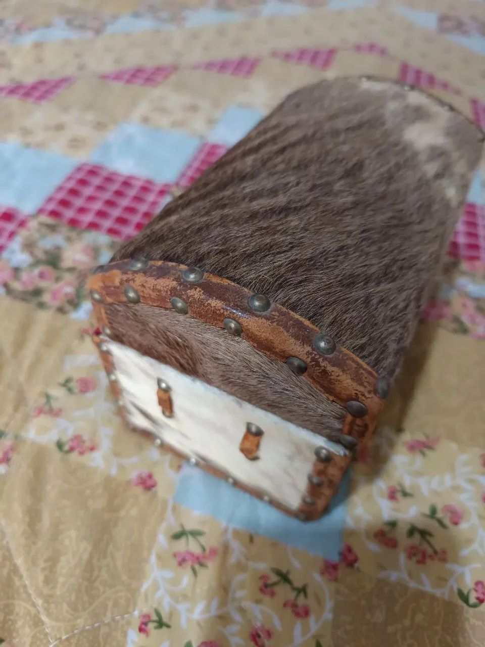 Baú porta jóias de Couro Antigo - Foto 5