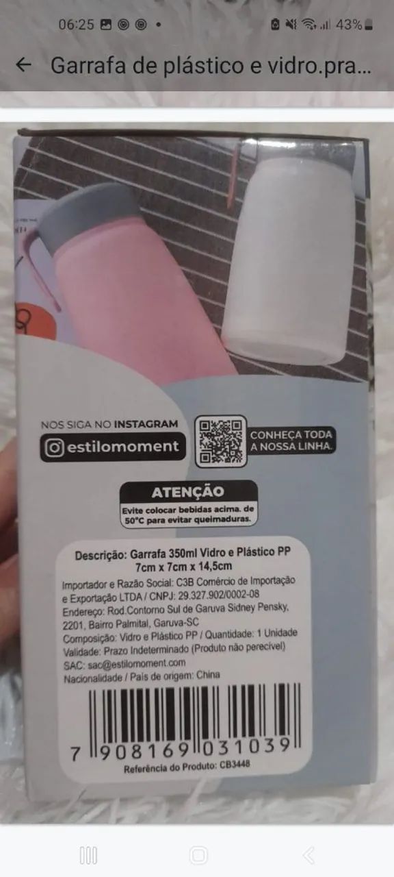 Garrafa de plástico e vidro 