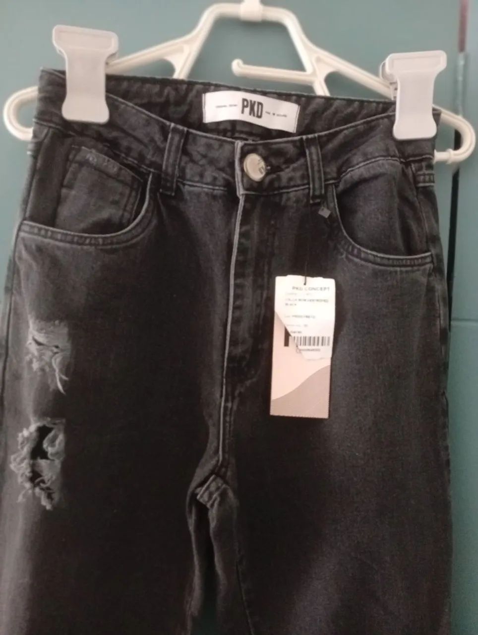 Calça Jeans Preta Destroyed - Foto 3