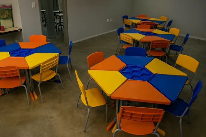 CONJUNTO ESCOLAR MESA E CADEIRAS INFANTIL SEXTAVADO  - Foto 2