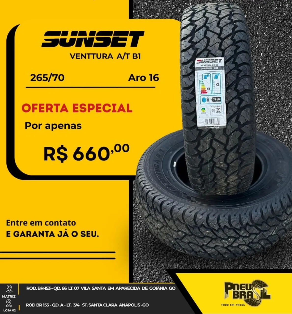 Pneu Sunset 265/70 Aro 16 (Novo) (Os últimos do estoque) (S10 Hilux Ranger L200)