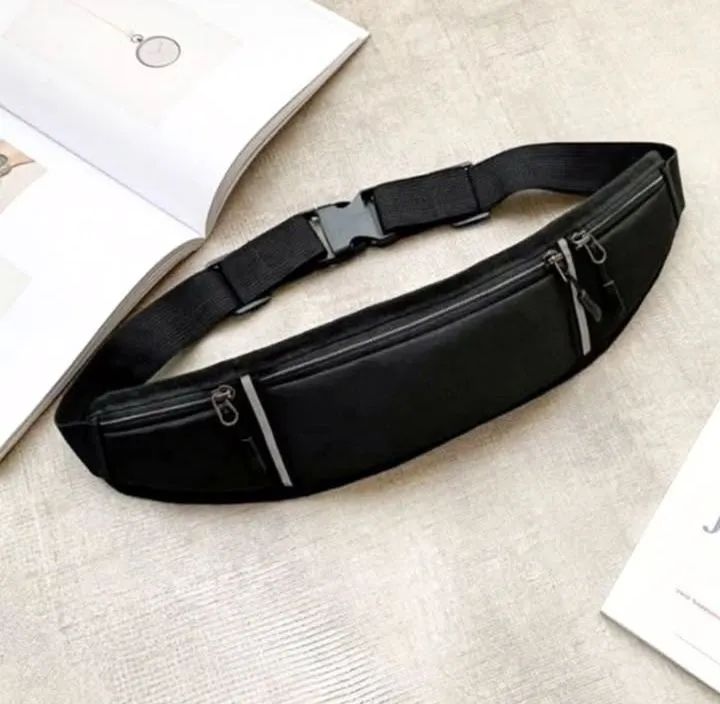 Pochete doleira cinto de corrida com porta-celular preto ajuste na cintura
