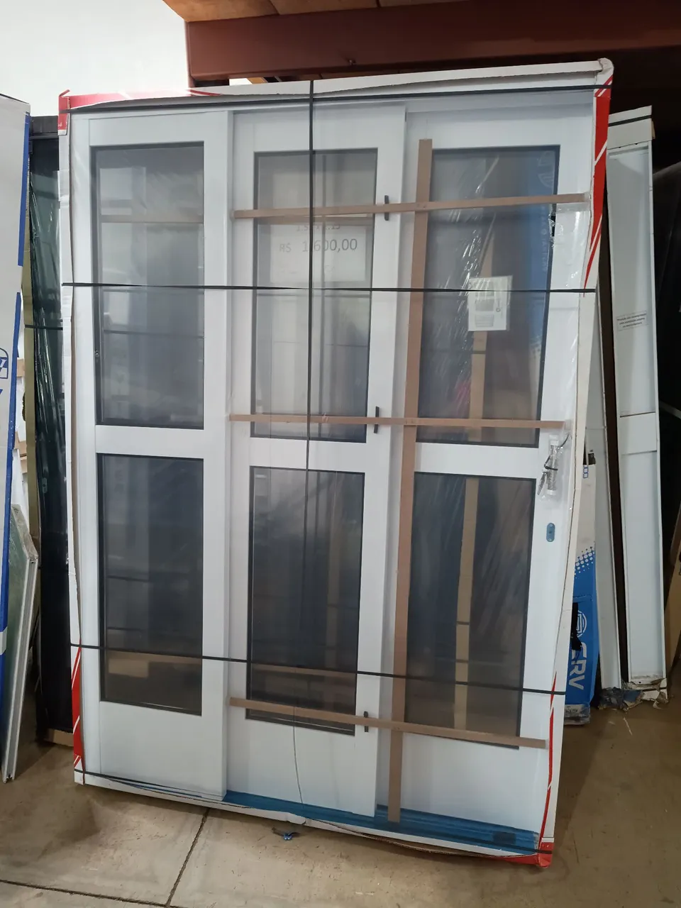 Porta de Alumínio de Correr Aço Branco 1.52 x 2.15 - Nova
