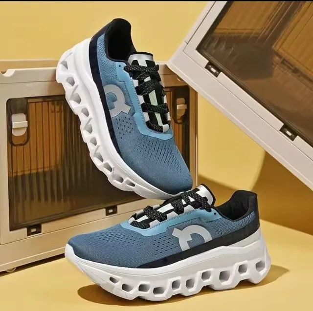 tênis de corrida leve respirável - md trend- azul/branco - 37 - Foto 4