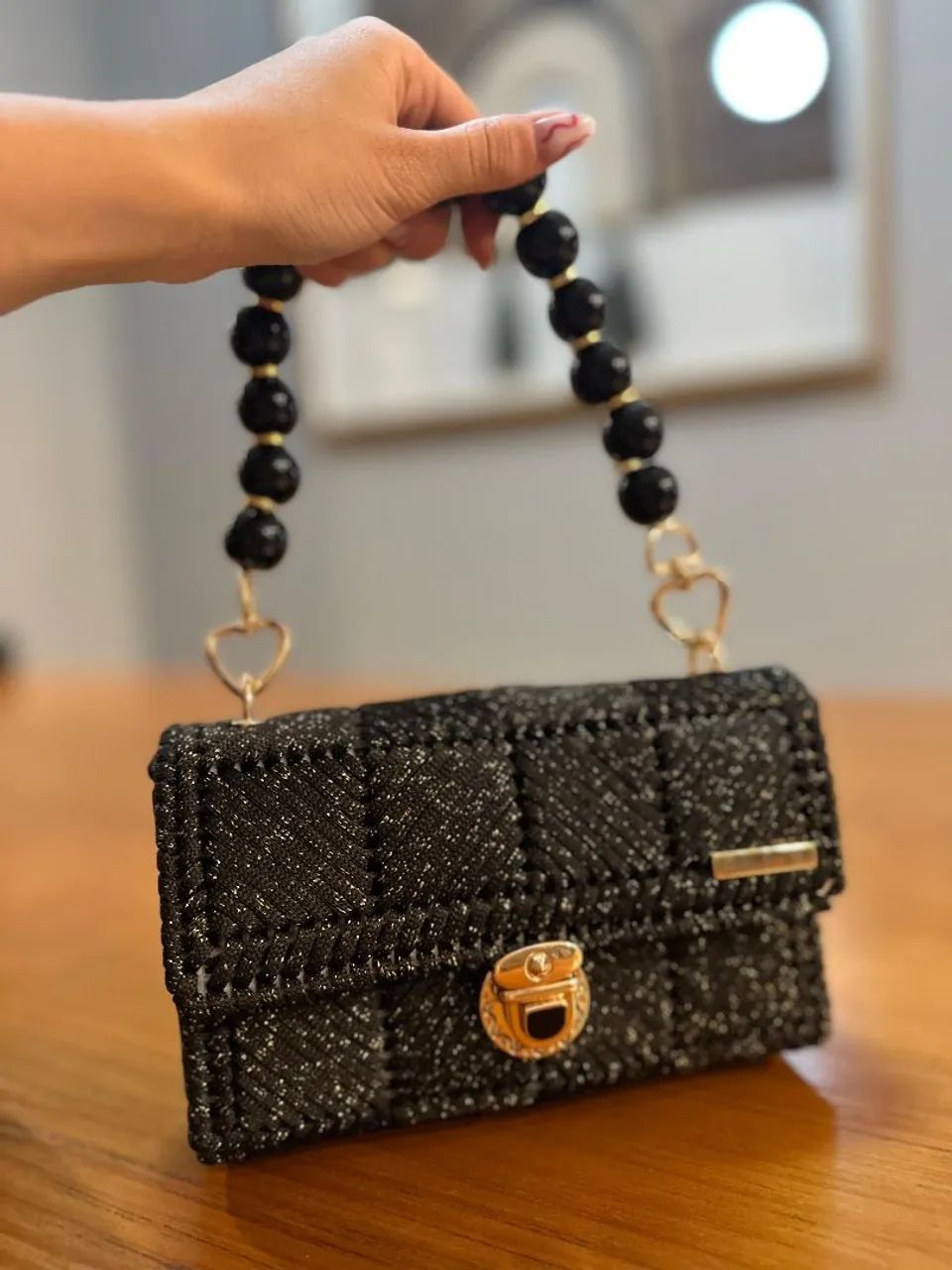 Bolsa Feminina de Macramê Preta