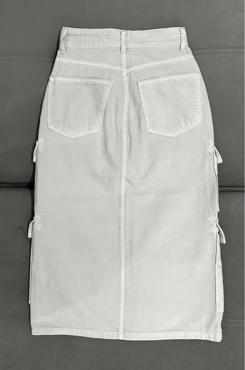 Saia Jeans Cargo Bege - Tamanho 34 - Foto 2
