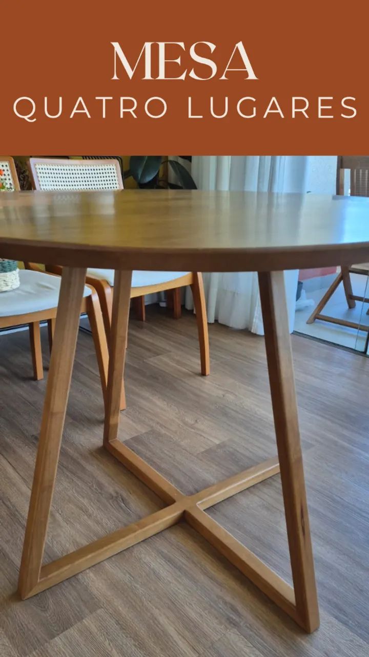 Mesa de jantar redonda madeira maciça - Foto 3
