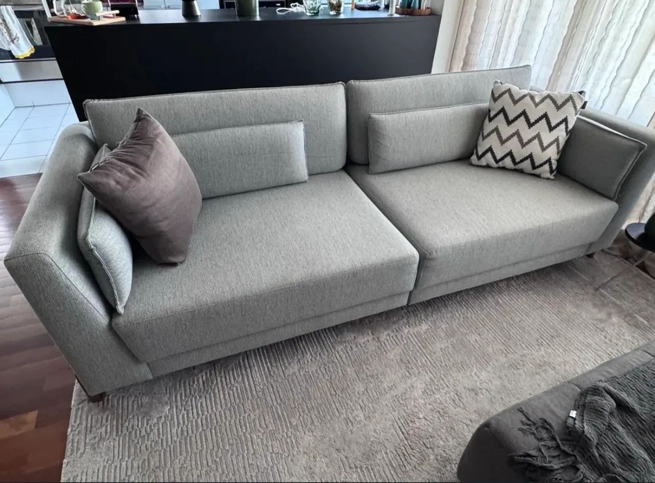 Sofa cinza tecido elegante moderno 2m - Foto 4