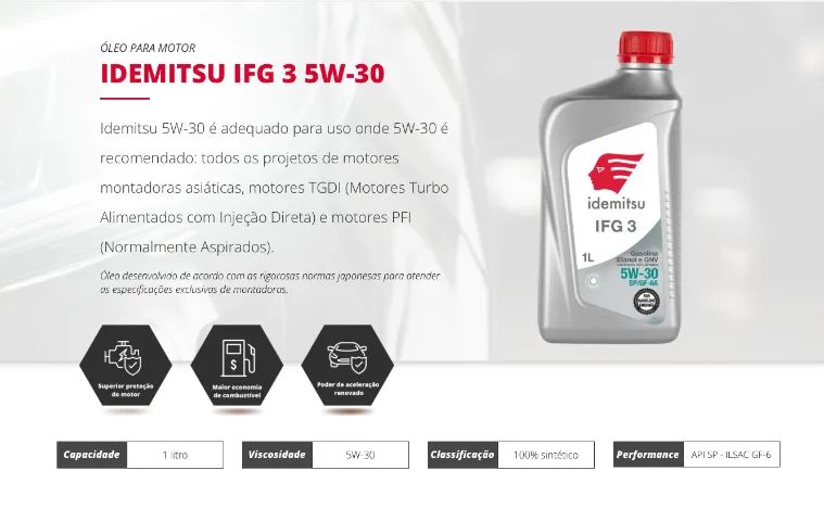 Óleo Idemitsu 5W30 API SP (4 litros) - Foto 3