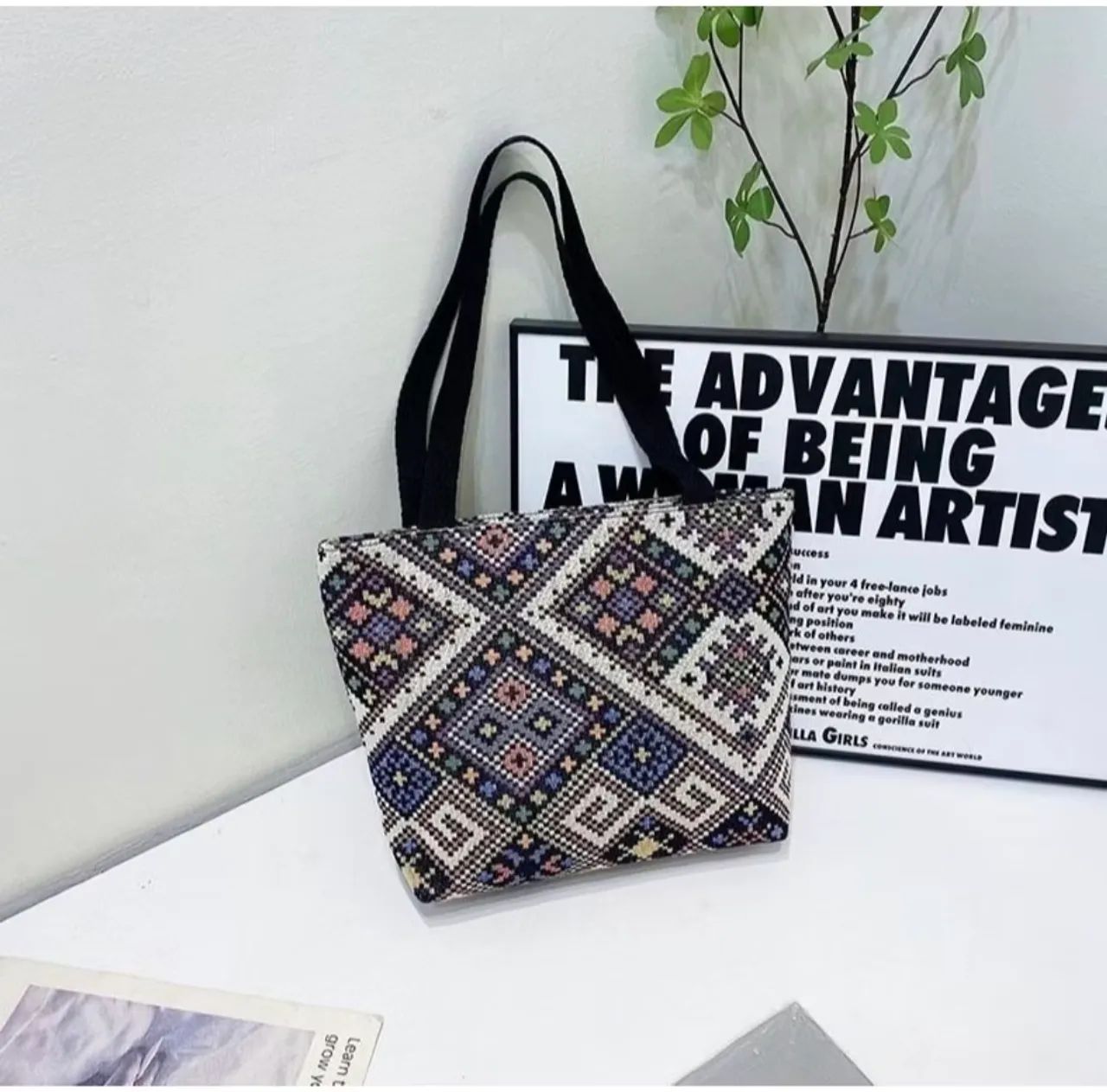 Bolsa Tote Bag Feminina Étnica Boho Estampada Com Zíper