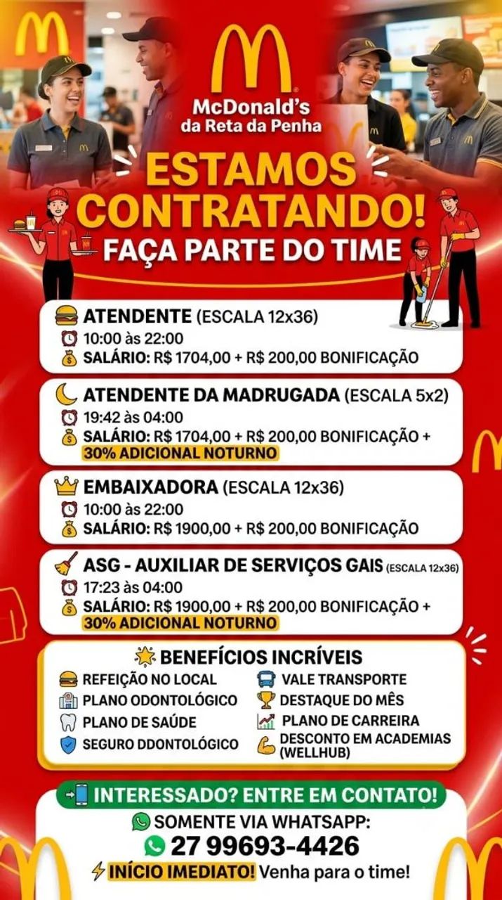 Vaga início imediato 