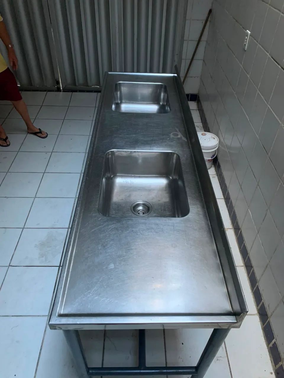 Pia de aço escovado