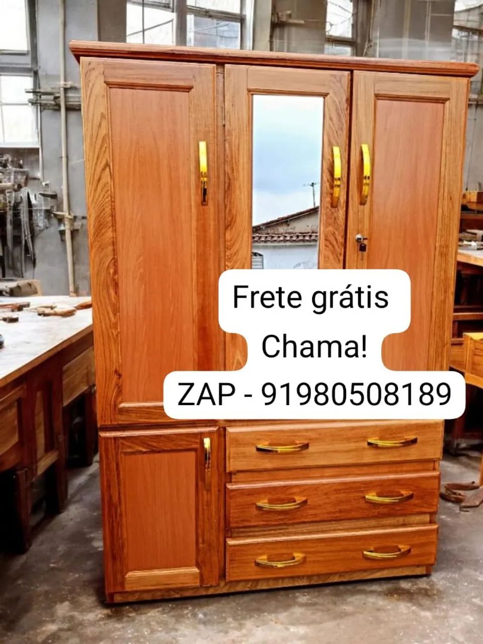 Guarda roupa de solteiro 3 portas com espelho NOVO! - Foto 3
