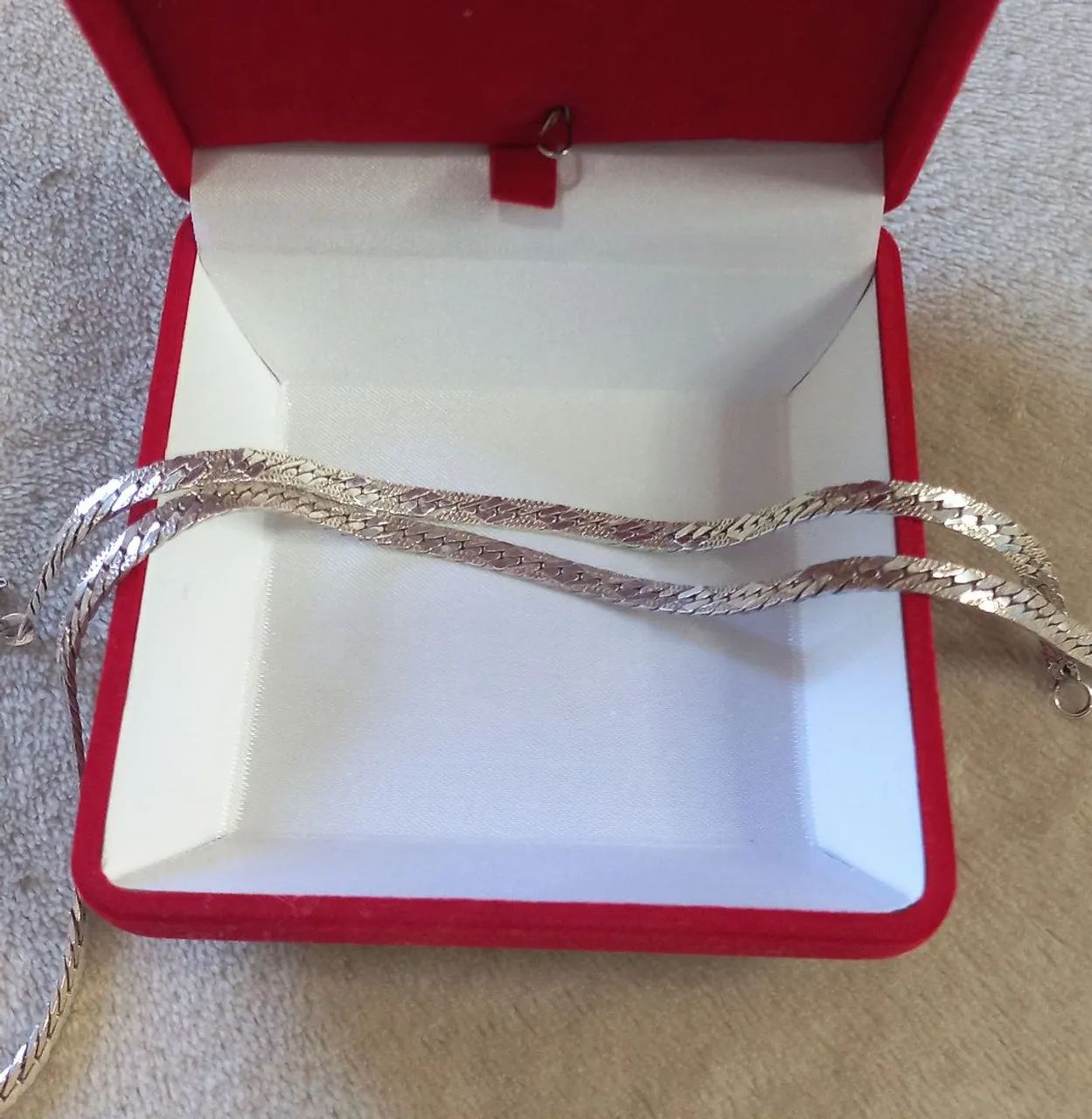 Conjunto colar e pulseira prata 950