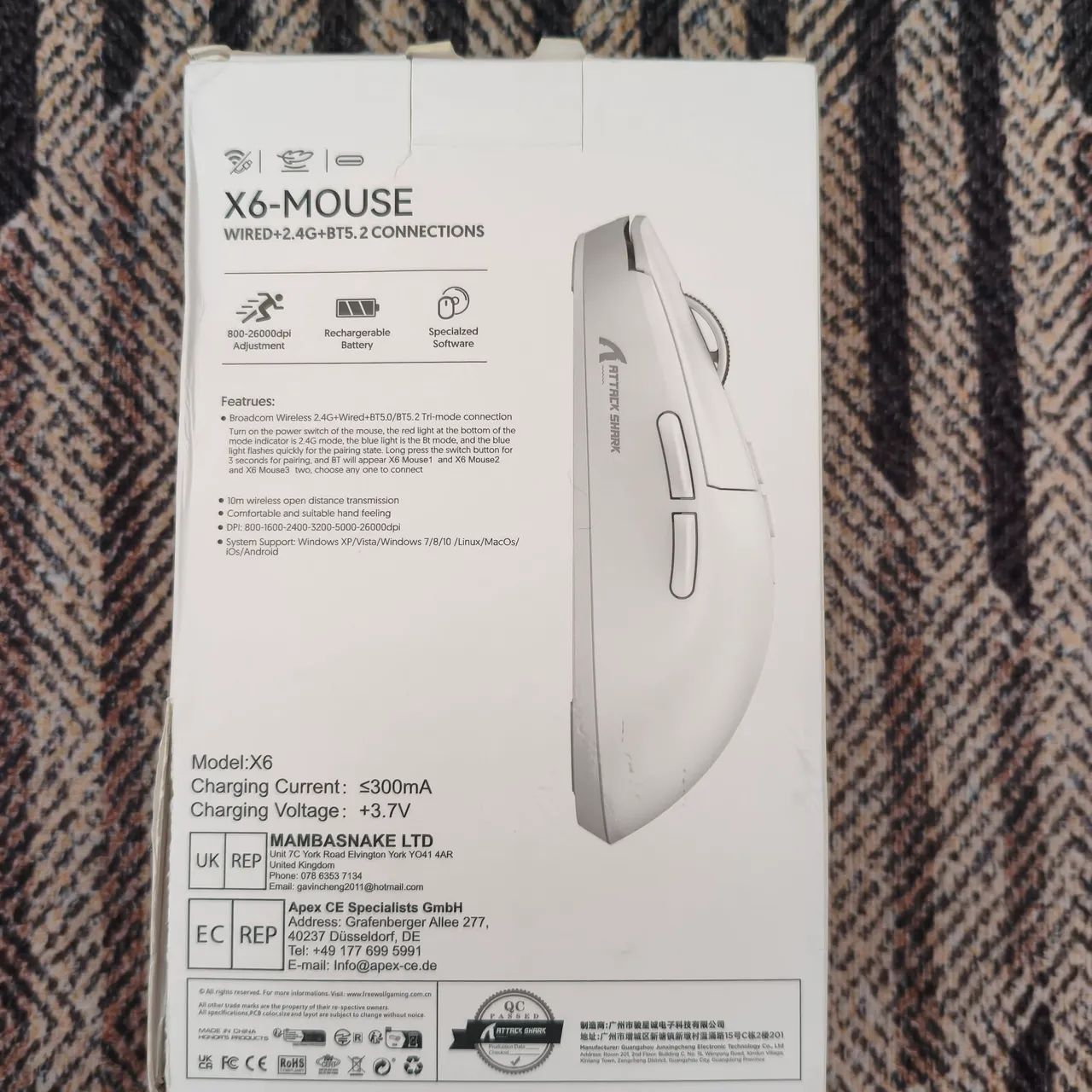 Mouse Attack Shark X6 - sensor PAW 3395 - Foto 2