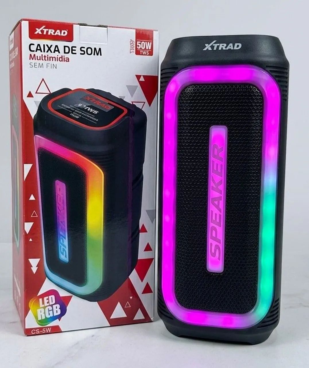 Caixa de som Bluetooth com LED RBG Portátil 50W.  - Foto 3
