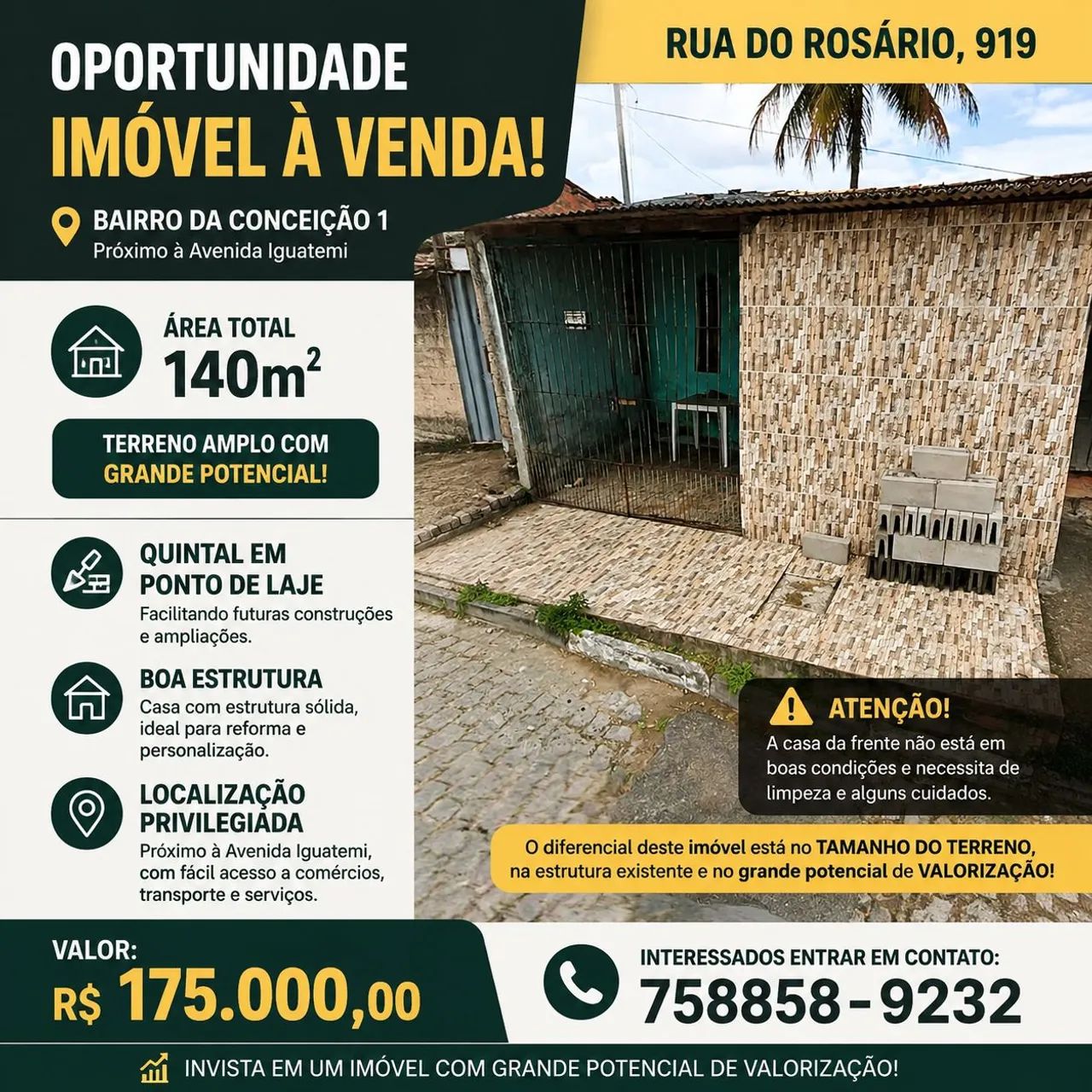 Terreno amplo e em ponto de laje