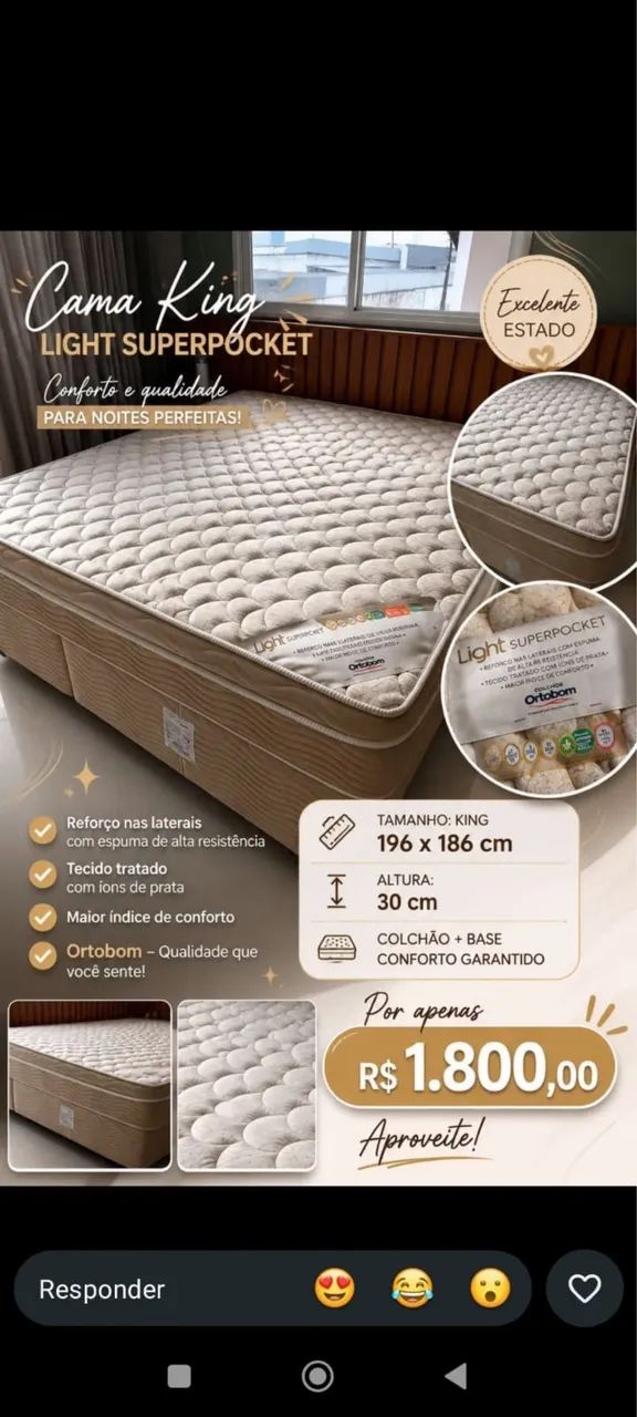 Cama KING ortobom 