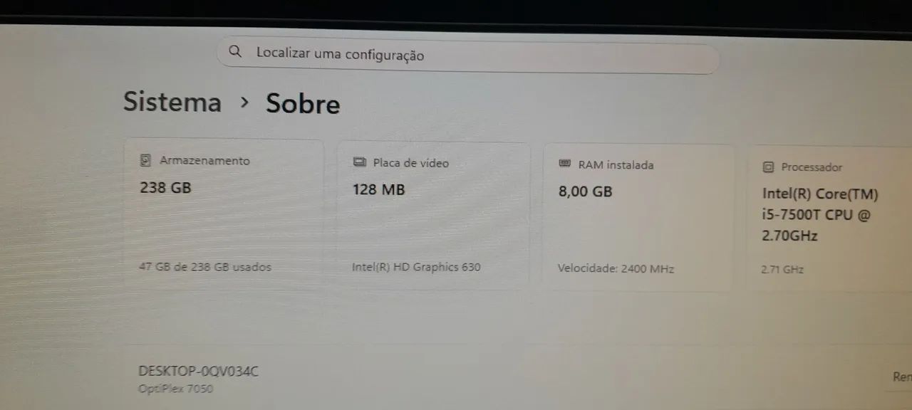 Vendo mini pc dell core i5 de 7 geração 8gb m2 de 256gb tela de 22 polegadas  - Foto 4