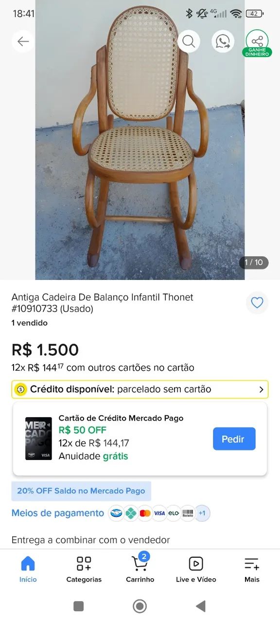 Cadeira de balança maciça infantil 