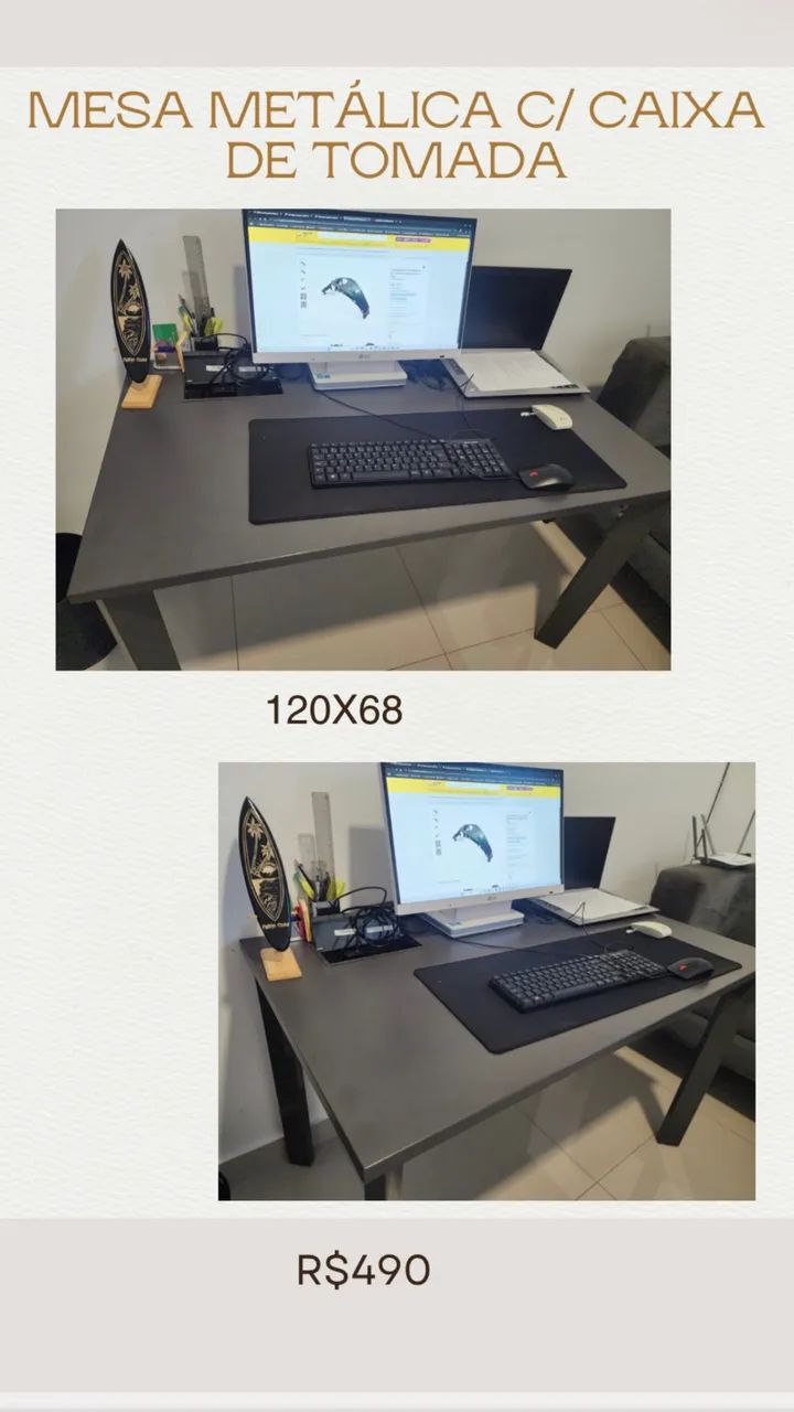 Mesa de Ferro com tomada 