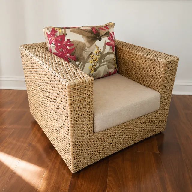 Conjunto de sofá em vimerattan com 2 poltronas e mesa de centro - Foto 3
