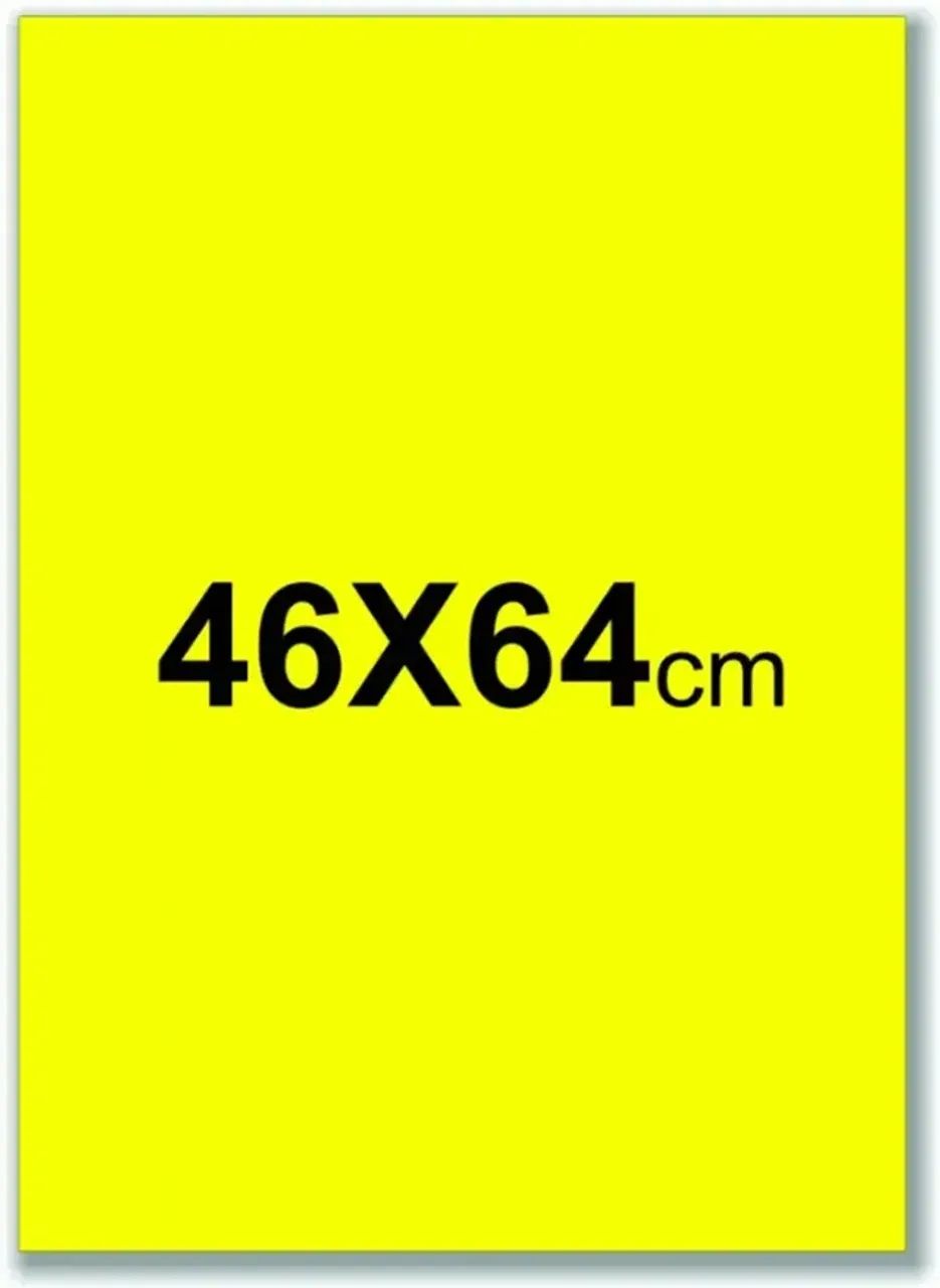  - Cartaz amarelo, para cartazista, formato 46x64; - Em cartão duplex; - Fardos com 200 un