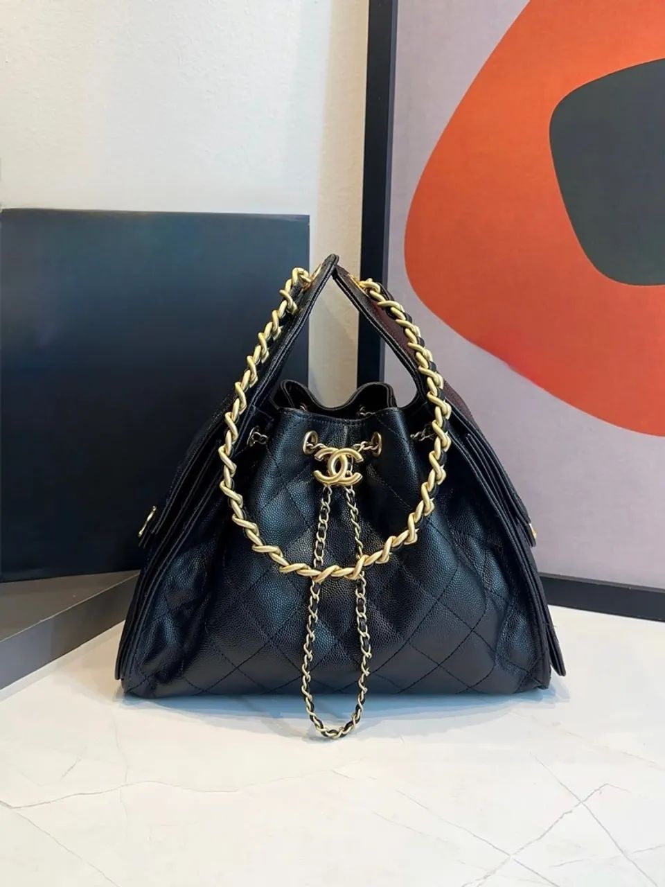 Bolsa Hobo couro Chanel tamanho médio