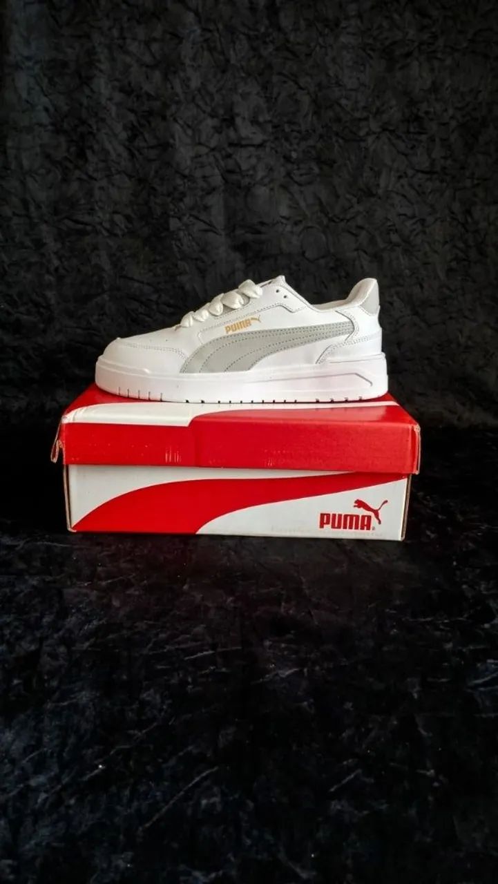 ?Tênis Puma Branco/Cinza