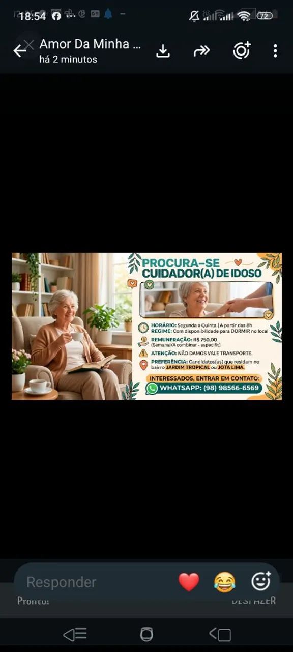 Cuidador-vaga para mulheres 
