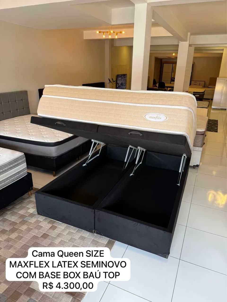 Queen-Size Bed with Storage Box and Top Mattress by Maxflex – Used – Delivery Available!