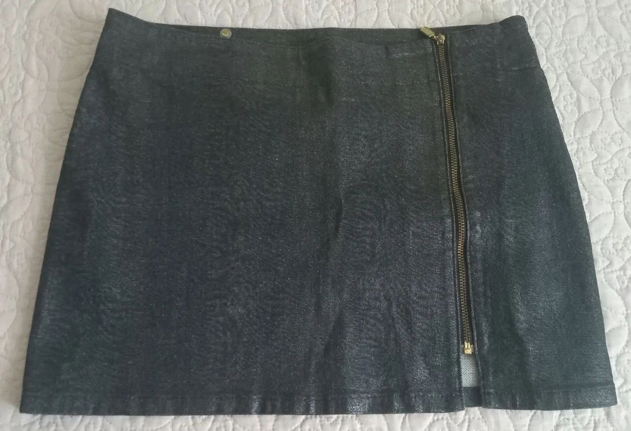 Mini saia jeans preta Damyller