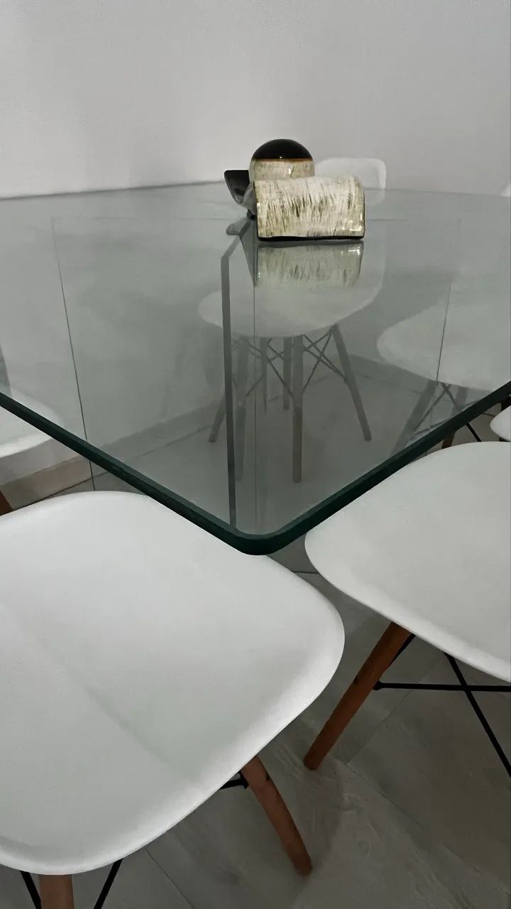 Glass dining table with 6 chairs