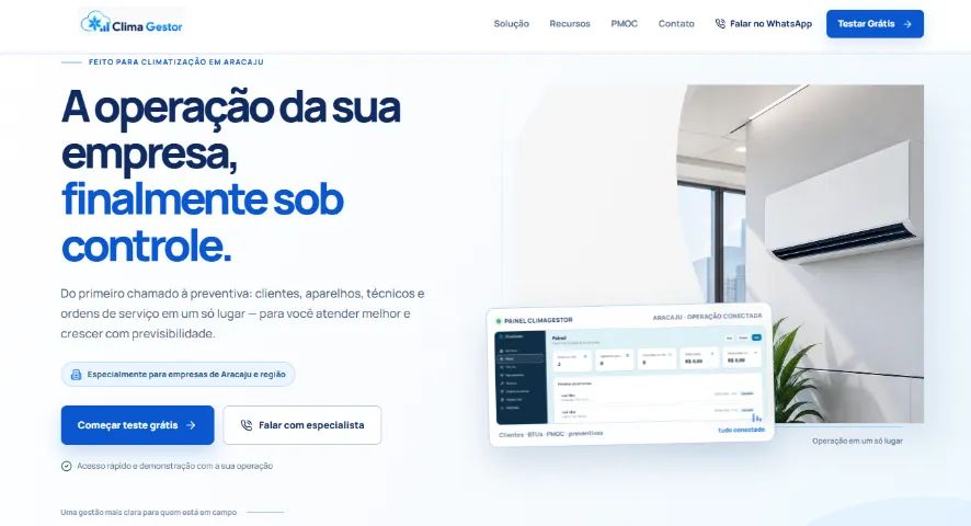 Sistema + Assistente WhatsApp para empresas e técnicos de ar-condicionado