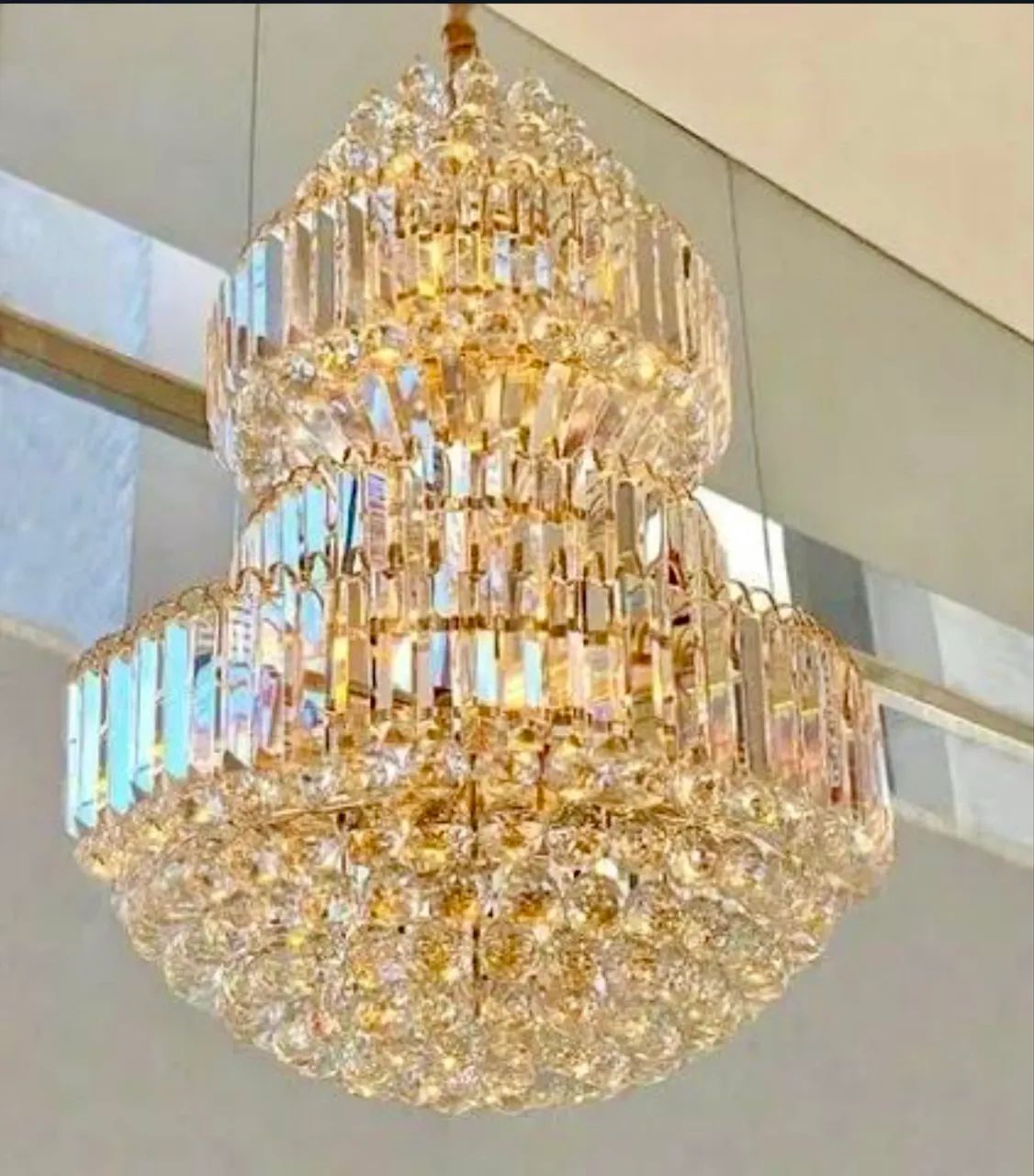 Lustre De Cristal Legítimo K9 Gold Imperial Cristal Transparente Com Metal Dourado - Foto 2