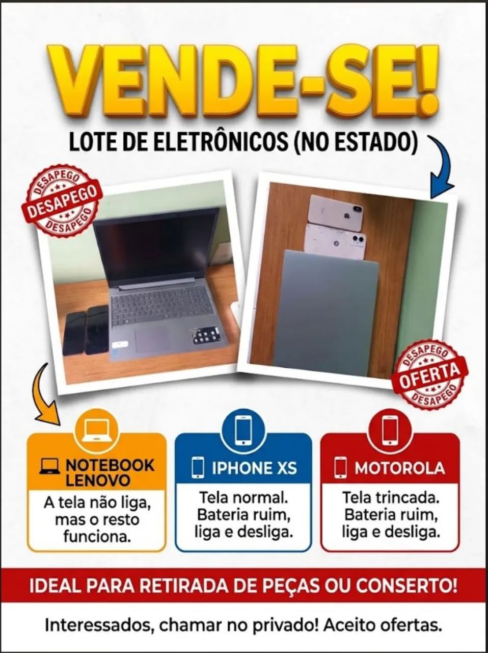 Celulares retirada de peças