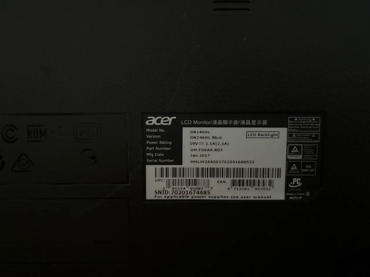 MONITOR ACER GNH246HL 144hz - Foto 3