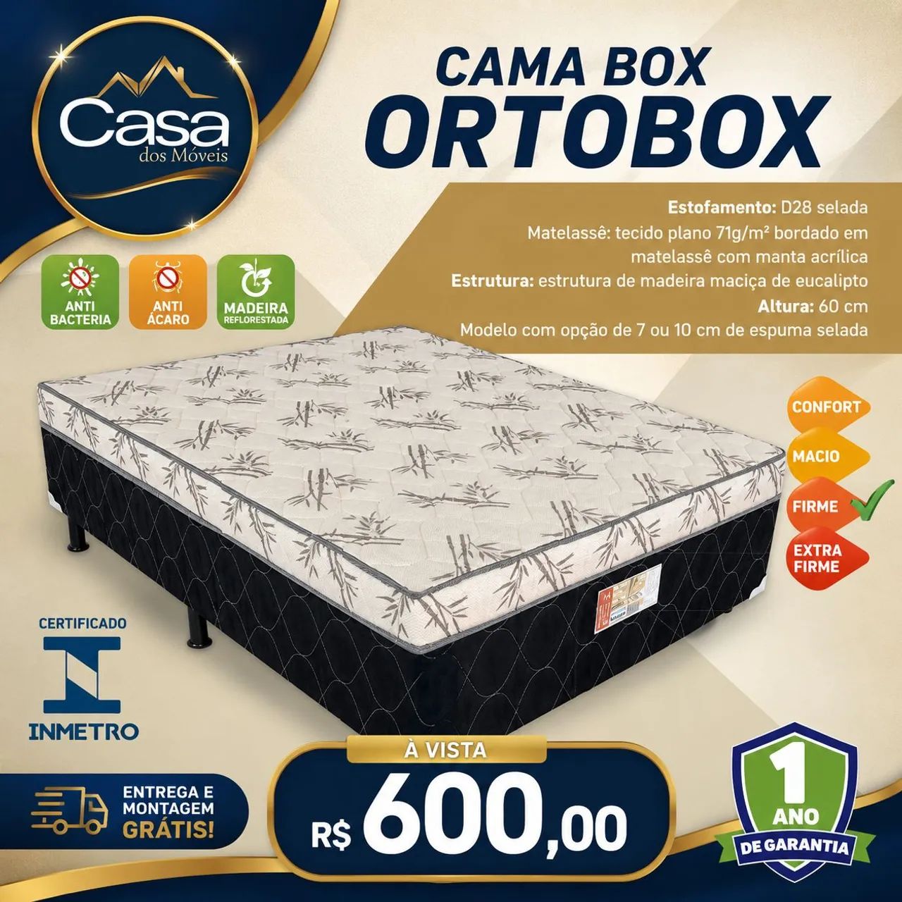 Cama casal acoplada 10cm 