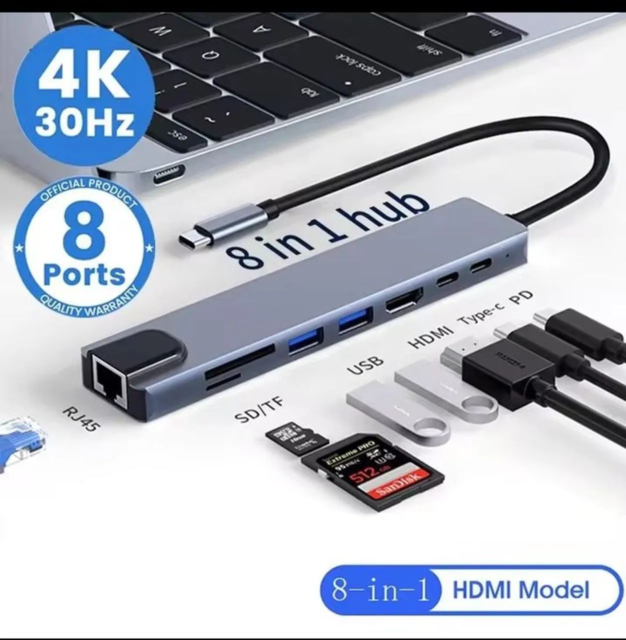 HUB USB-C 8 em 1.