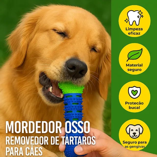 Mordedor Osso Removedor de Tártaros Para Cães em Borracha Natural, Limpa Dentes e Protege - Foto 2