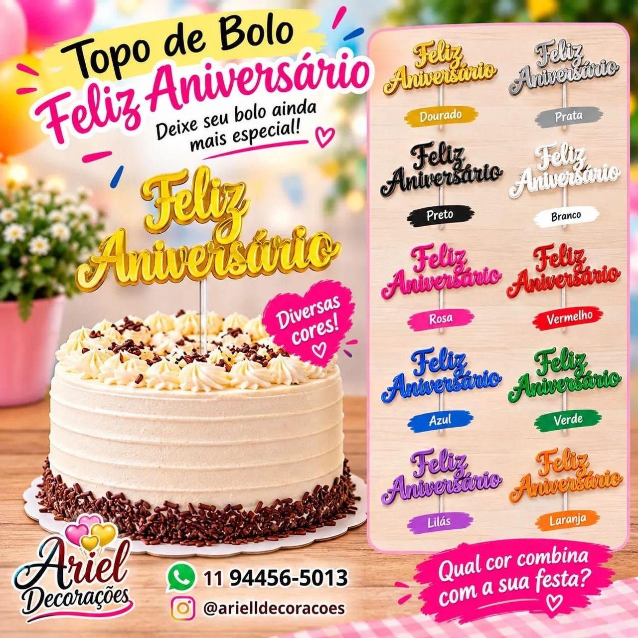Topo de bolo 3d parabéns  - Foto 4